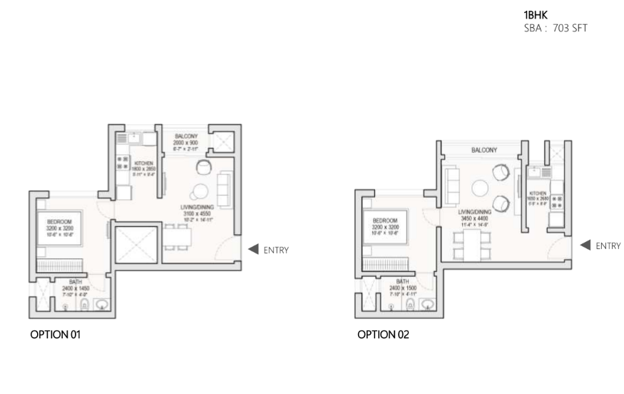 1 BHK Floor Plan