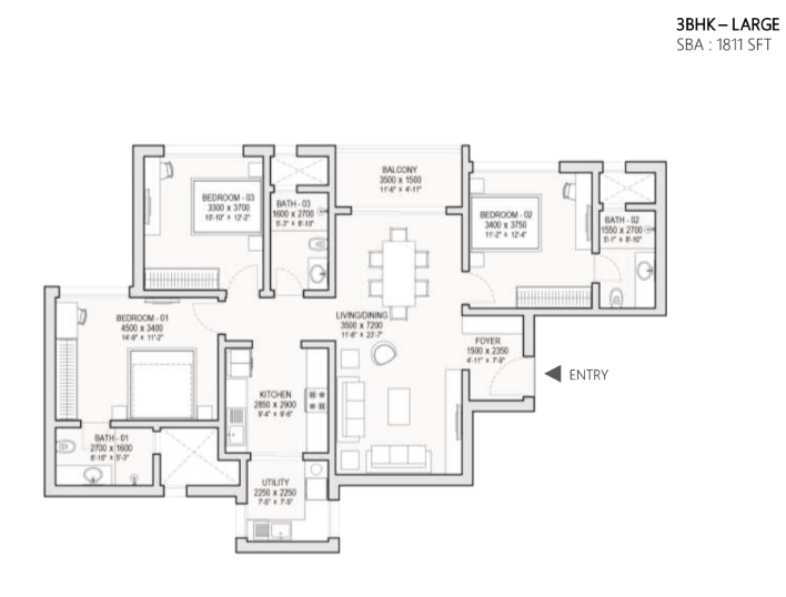 4 BHK Floor Plan
