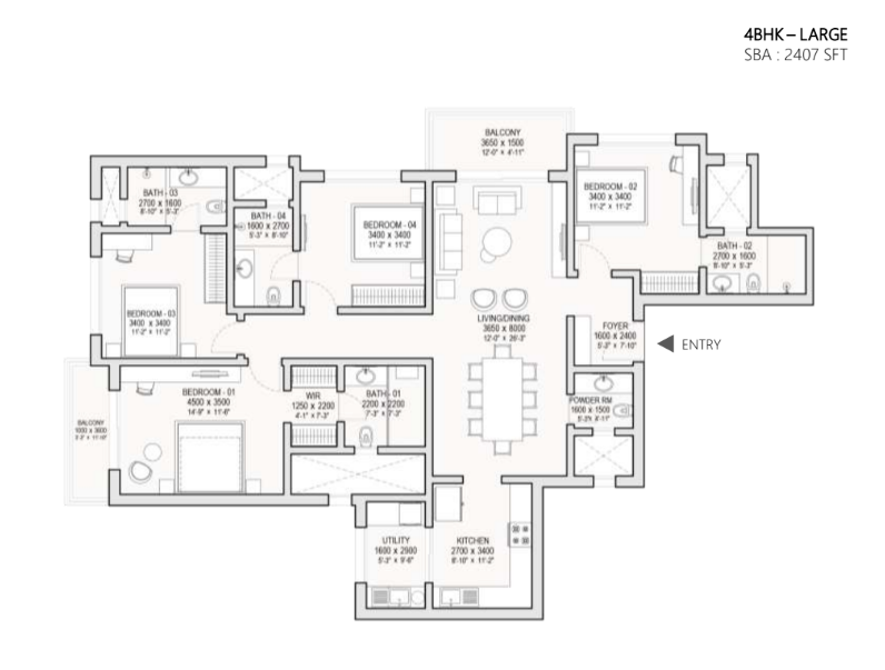 4 BHK Floor Plan